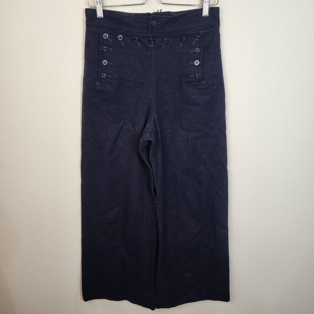 WWII Navy Sailor Pants 29x28 Seafarer Vintage Blue Wool Cracker Jack Button